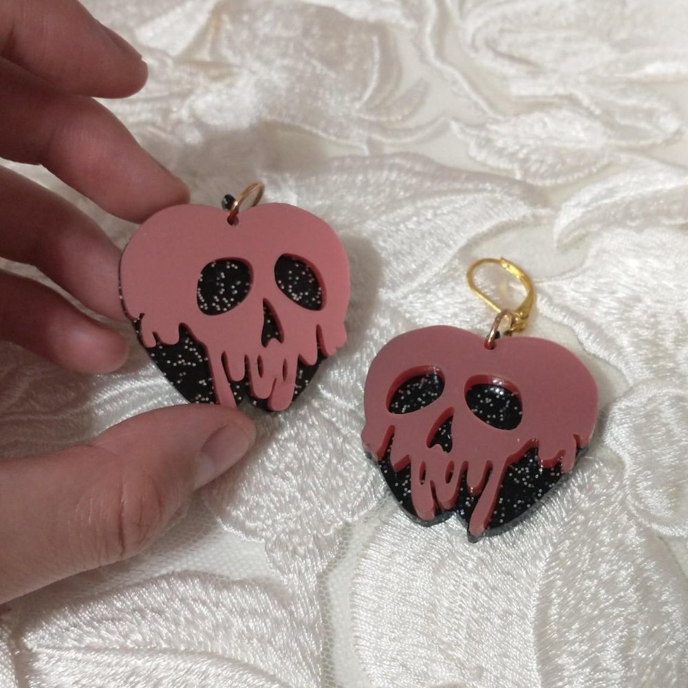 Acrylic Snow White Poisoned Apple Statement Earrings